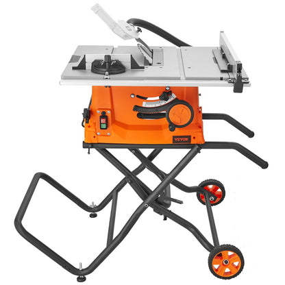25.4 cm Table Saw w/ Stand Electric Cutting Machine 4800RPM 63.5 cm Rip Capacity