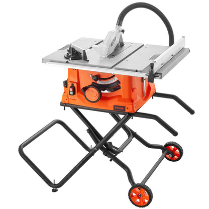 25.4 cm Table Saw w/ Stand Electric Cutting Machine 4800RPM 63.5 cm Rip Capacity