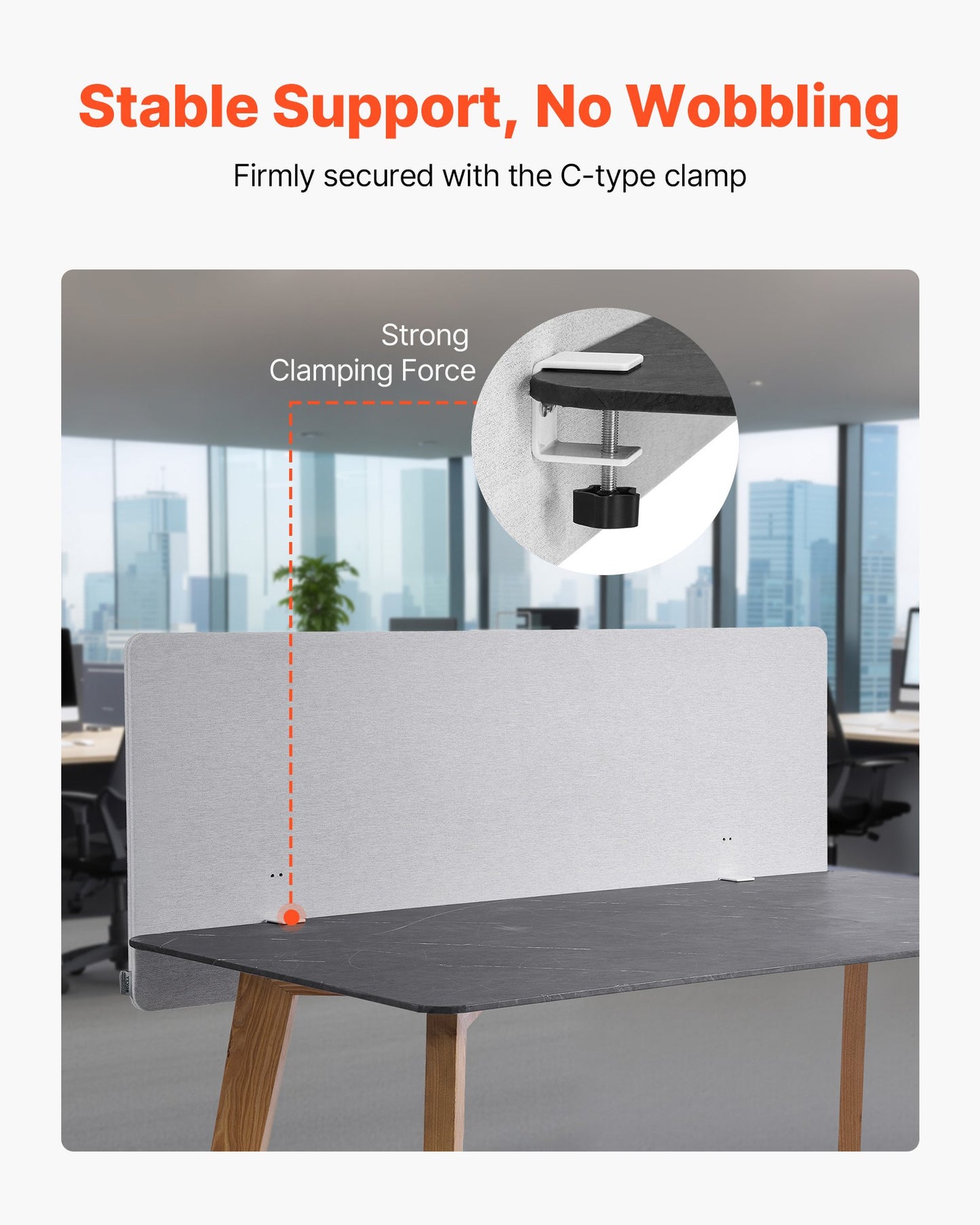 Sichtschutzwand für Schreibtische, 1524 x 610 mm, zum Klemmen, für Büroarbeitsplätze, Trennwand für Bürokabinen, Sichtschutzwand für Arbeitsplätze mit 2 C-Klemmen für Büros, Räume und Bibliotheken