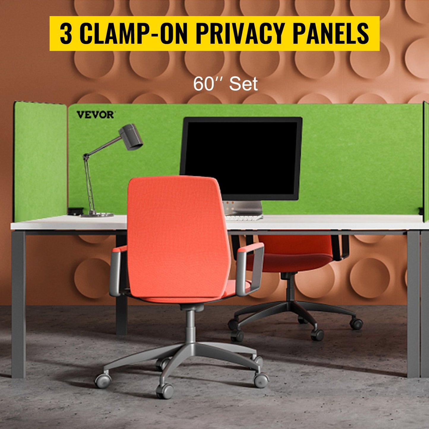 Desk Divider 60'' Desk Privacy Panel, 3 Panels Privacy Acoustic Panel, Sound Absorbing Acoustic Privacy Panel, Reduce Noise and Visual Distractions, Lightweight Clamp-on Divider Green