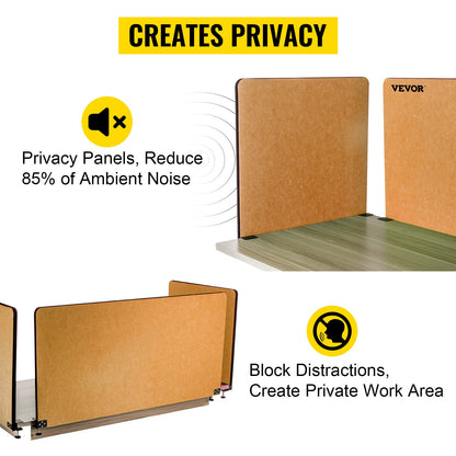 Desk Divider 60'' Desk Privacy Panel, 3 Panels Privacy Acoustic Panel, Sound Absorbing Acoustic Privacy Panel, Reduce Noise and Visual Distractions, Lightweight Clamp-on Divider Yellow