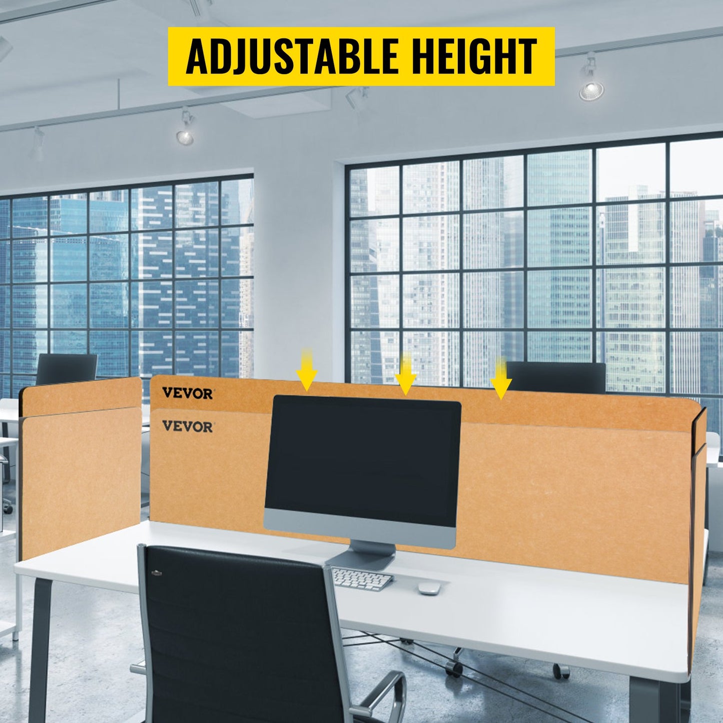 Desk Divider 60'' Desk Privacy Panel, 3 Panels Privacy Acoustic Panel, Sound Absorbing Acoustic Privacy Panel, Reduce Noise and Visual Distractions, Lightweight Clamp-on Divider Yellow