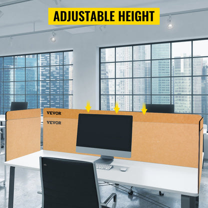 Desk Divider 60'' Desk Privacy Panel, 3 Panels Privacy Acoustic Panel, Sound Absorbing Acoustic Privacy Panel, Reduce Noise and Visual Distractions, Lightweight Clamp-on Divider Yellow