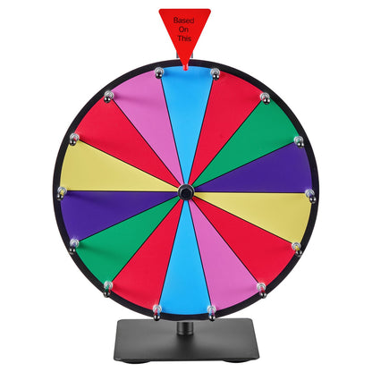 305 mm Spinning Prize Wheel, 14 Slots Spinning Wheel with Stand, Tabletop Win Fortune Roulette with a Dry Erase and 2 Markers, 6 Colors, Easy Assembly, for Party Pub Trade Show Carnival Events