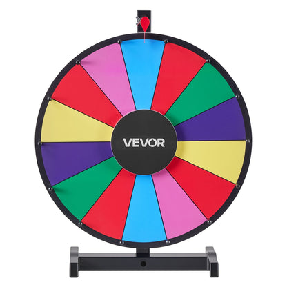 457 mm Spinning Prize Wheel, 14 Slots Spinning Wheel with Stand, Tabletop Win Fortune Roulette with a Dry Erase and 2 Markers, 6 Colors, Easy Assembly, for Party Pub Trade Show Carnival Events