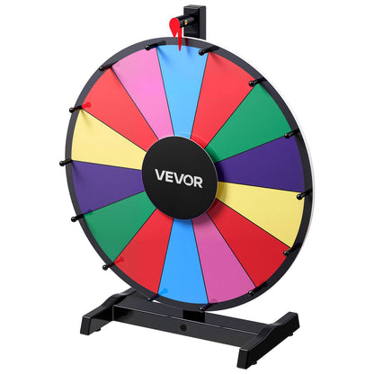 457 mm Spinning Prize Wheel, 14 Slots Spinning Wheel with Stand, Tabletop Win Fortune Roulette with a Dry Erase and 2 Markers, 6 Colors, Easy Assembly, for Party Pub Trade Show Carnival Events