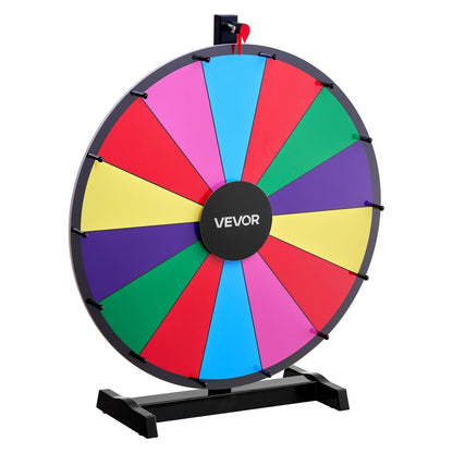 610 mm Spinning Prize Wheel, 14 Slots Spinning Wheel with Stand, Tabletop Win Fortune Roulette with a Dry Erase and 2 Markers, 6 Colors, Easy Assembly, for Party Pub Trade Show Carnival Events