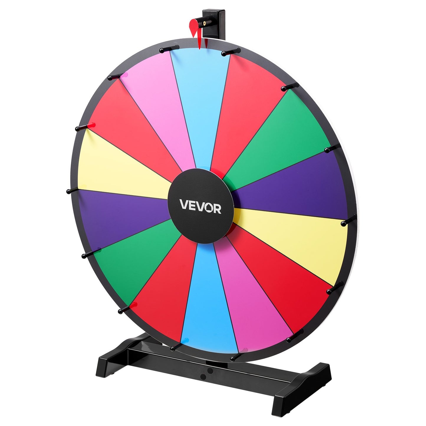 610 mm Spinning Prize Wheel, 14 Slots Spinning Wheel with Stand, Tabletop Win Fortune Roulette with a Dry Erase and 2 Markers, 6 Colors, Easy Assembly, for Party Pub Trade Show Carnival Events