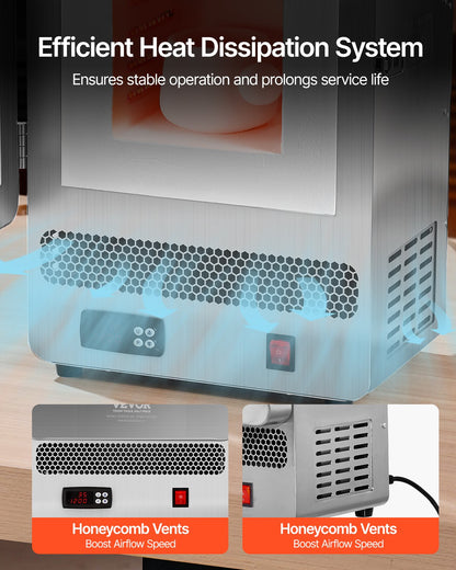 Tisch-Schmelzofen, 1500 W Leistungsstarker Elektroofen, Maximale Temperatur 1200 °C, Edelstahl, Goldschmelzofen für Wachsguss, Tonarbeiten, Metallhärten, Glasieren von Keramik, Silber