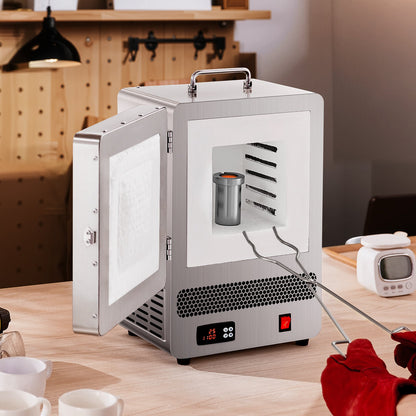 Tisch-Schmelzofen, 1500 W Leistungsstarker Elektroofen, Maximale Temperatur 1200 °C, Edelstahl, Goldschmelzofen für Wachsguss, Tonarbeiten, Metallhärten, Glasieren von Keramik, Silber