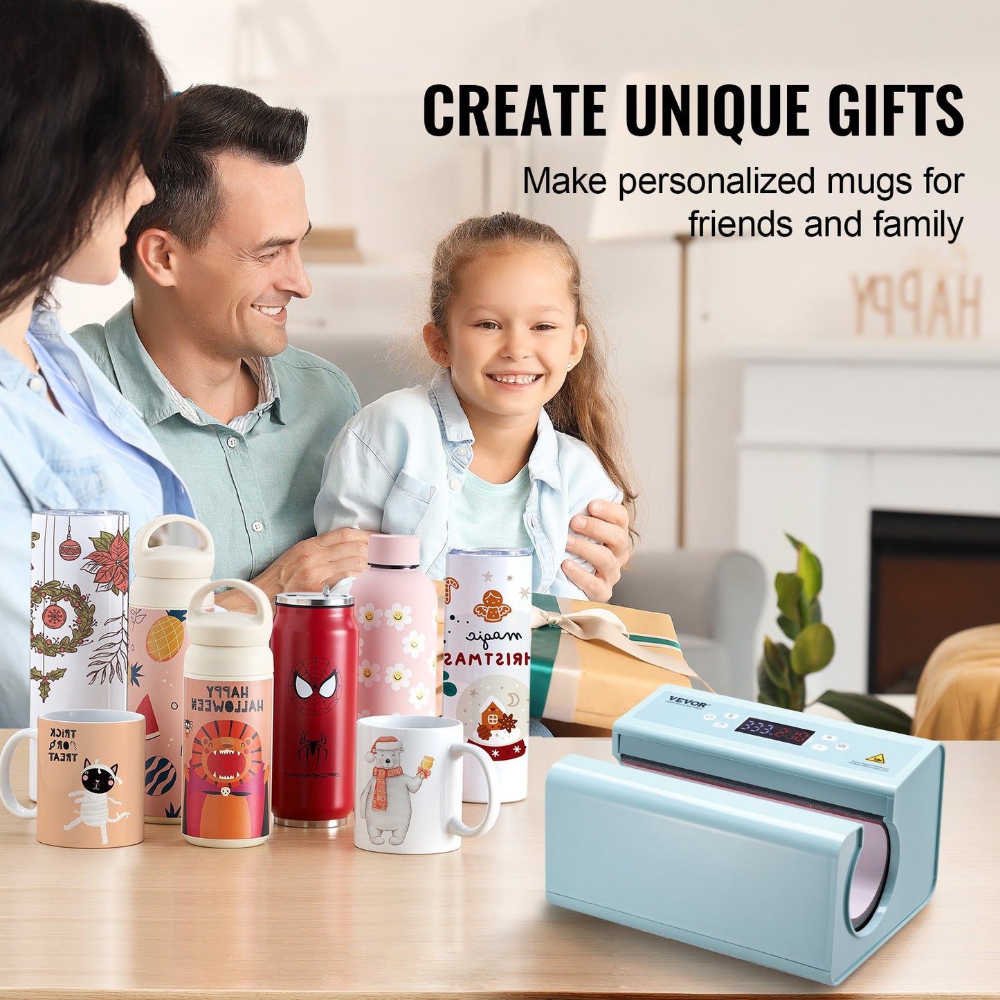 Automatische Heißpresse für Becher, 311,8–850,5 g, Sublimationsbecher, Blau