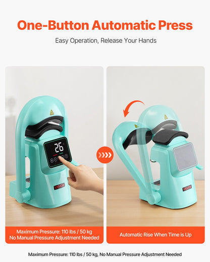 Automatische Hut-Transferpresse mit 2 austauschbaren Heizplatten, automatischem Öffnen und Schließen, Touchscreen für präzise Zeit- und Temperaturregelung, geeignet für den Thermotransferdruck auf Kappen und Hüten (grün).