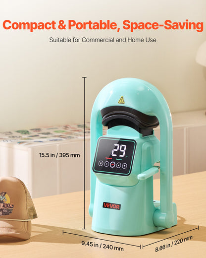 Automatische Hut-Transferpresse mit 2 austauschbaren Heizplatten, automatischem Öffnen und Schließen, Touchscreen für präzise Zeit- und Temperaturregelung, geeignet für den Thermotransferdruck auf Kappen und Hüten (grün).