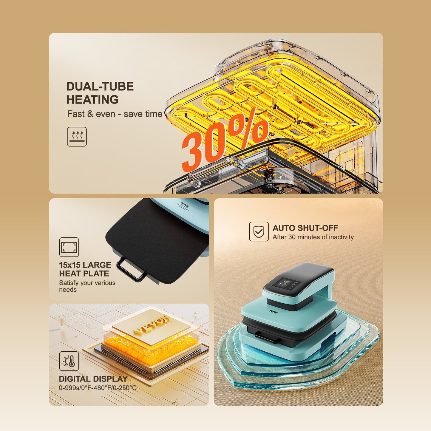 Automatisches Transferpressen-Set, Becherpresse 2-in-1, 38,1 x 38,1 cm (15 x 15 Zoll), intelligente T-Shirt-Presse mit automatischer Auswurffunktion, Becherpresse für Becher von 311,8 bis 850 g (11-30 oz), für Sublimations-Transferprojekte