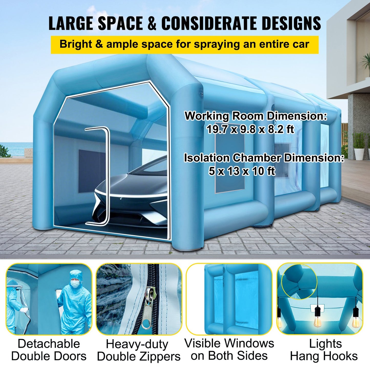 Inflatable Tent 792.5 x 396.2 x 304.8 cm Inflatable Spray Booth Custom Tent Inflatable Paint Booth Tent Car Paint Booth Giant Workstation 210D Oxford Fabric With 2 Blowers