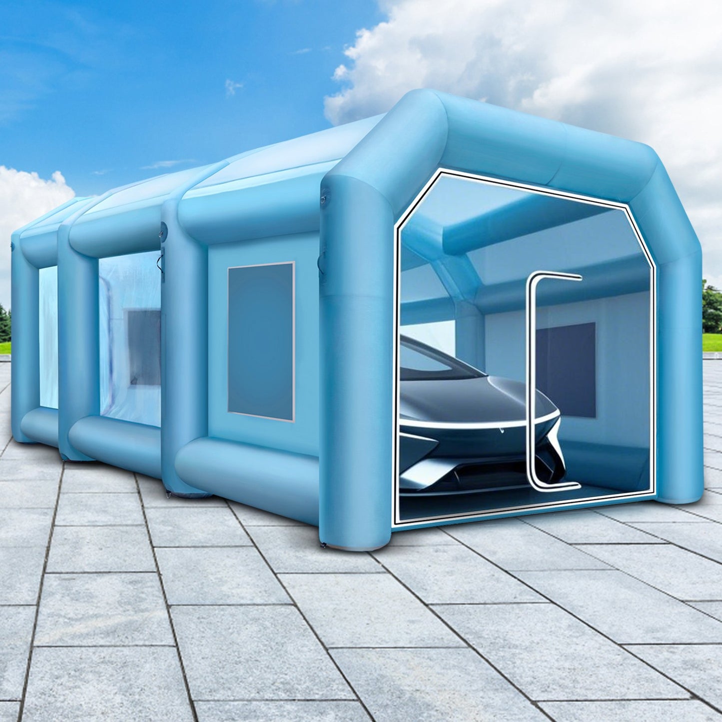 Inflatable Tent 792.5 x 396.2 x 304.8 cm Inflatable Spray Booth Custom Tent Inflatable Paint Booth Tent Car Paint Booth Giant Workstation 210D Oxford Fabric With 2 Blowers