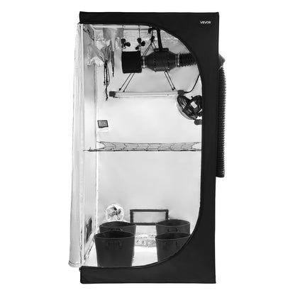 Indoor-Anbauzelt-Set, 100 x 100 x 200 cm, Pflanzenzelt mit Vollspektrum-LED-Pflanzenlampe und Belüftungssystem, 600D hochreflektierende Mylar-Folie, Anzuchtzelt für Blumen und Gemüse