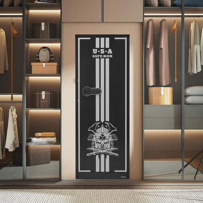 4-Waffen-Tresor, Langwaffenschrank für Gewehre und Pistolen, Schnellzugriff-Gewehrtresor mit 3 Munitionsfächern und 2 verstellbaren Halterungen, großer digitaler Schrank mit Schlüssel- und Zahlenschloss