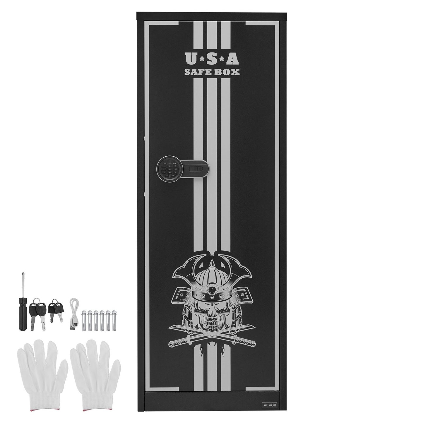 4-Waffen-Tresor, Langwaffenschrank für Gewehre und Pistolen, Schnellzugriff-Gewehrtresor mit 3 Munitionsfächern und 2 verstellbaren Halterungen, großer digitaler Schrank mit Schlüssel- und Zahlenschloss