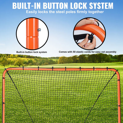 Lacrosse Goal, 6' x 6' Lacrosse Net, Folding Portable Backyard Lacrosse Training Equipment, Steel Frame Training Net, Quick & Easy Setup Lacrosse Goal, Perfect for Youth Adult Training, Orange