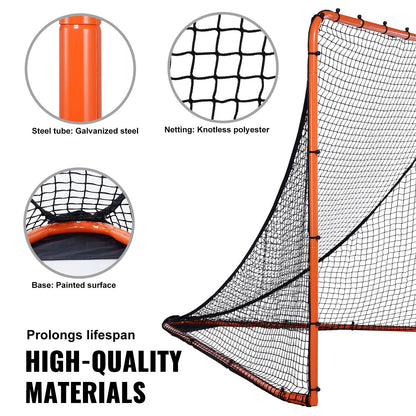 Lacrosse Goal, 6' x 6' Lacrosse Net, Folding Portable Backyard Lacrosse Training Equipment, Steel Frame Training Net, Quick & Easy Setup Lacrosse Goal, Perfect for Youth Adult Training, Orange
