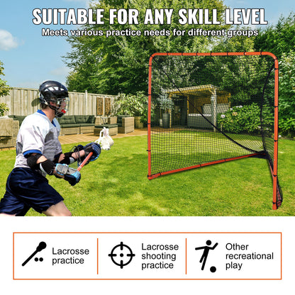 Lacrosse Goal, 6' x 6' Lacrosse Net, Folding Portable Backyard Lacrosse Training Equipment, Steel Frame Training Net, Quick & Easy Setup Lacrosse Goal, Perfect for Youth Adult Training, Orange