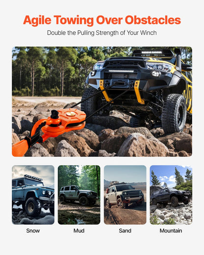 10-Tonnen-Seilwinden-Umlenkrolle, 22.000 lbs Tragkraft, Flaschenzugsystem, geeignet für Seile mit 0,4" - 0,55" Durchmesser, inklusive Seilwindenhaken, robustes Offroad-Bergungszubehör für LKW, Traktor, ATV und UTV