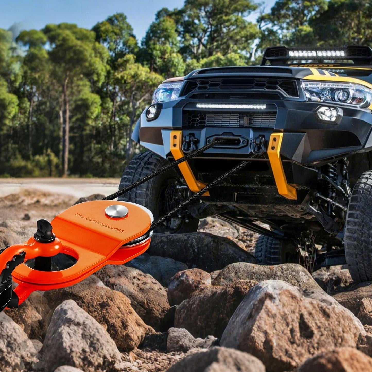 10-Tonnen-Seilwinden-Umlenkrolle, 22.000 lbs Tragkraft, Flaschenzugsystem, geeignet für Seile mit 0,4" - 0,55" Durchmesser, inklusive Seilwindenhaken, robustes Offroad-Bergungszubehör für LKW, Traktor, ATV und UTV