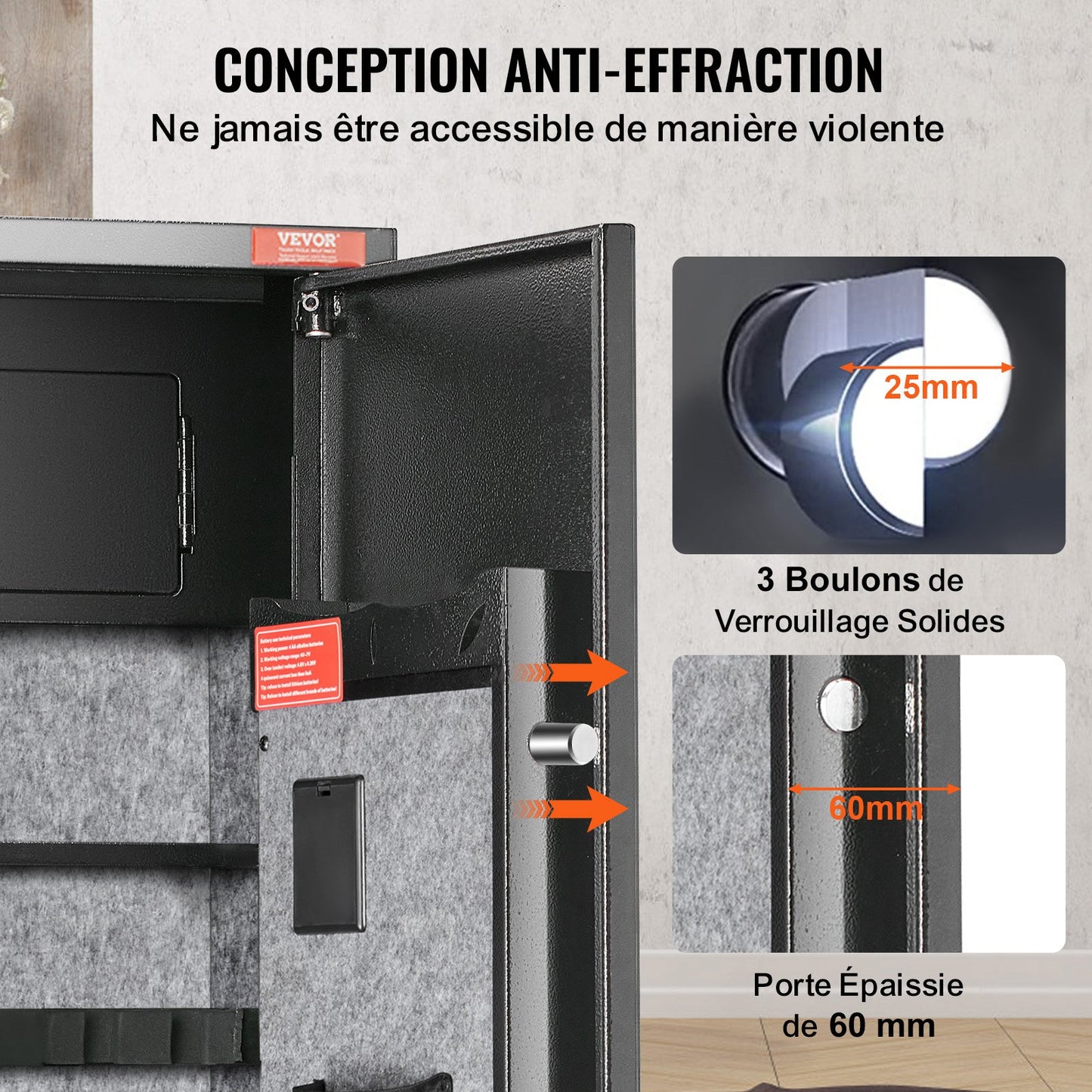 Waffenschrank für 7-8 Gewehre, Gewehrschrank mit digitalem Tastenfeld und Schloss, Waffenschrank mit integriertem Staufach, herausnehmbares Ablagefach für Langwaffen und Pistolen
