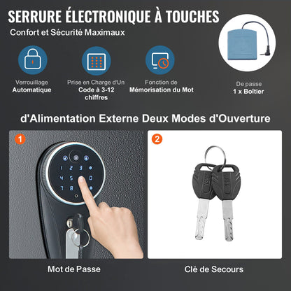 5 Rifles Gun Safe, Rifle Safe with Digital Keypad & Lock, Gun Storage Cabinet with Built-in Storage Locker, Removable Storage Shelf for Home Long Gun and Pistols