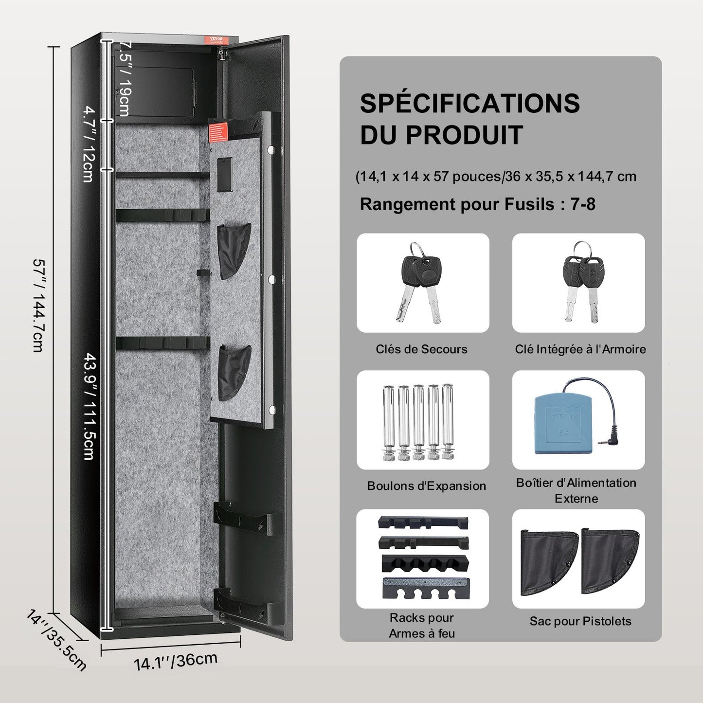 5 Rifles Gun Safe, Rifle Safe with Digital Keypad & Lock, Gun Storage Cabinet with Built-in Storage Locker, Removable Storage Shelf for Home Long Gun and Pistols
