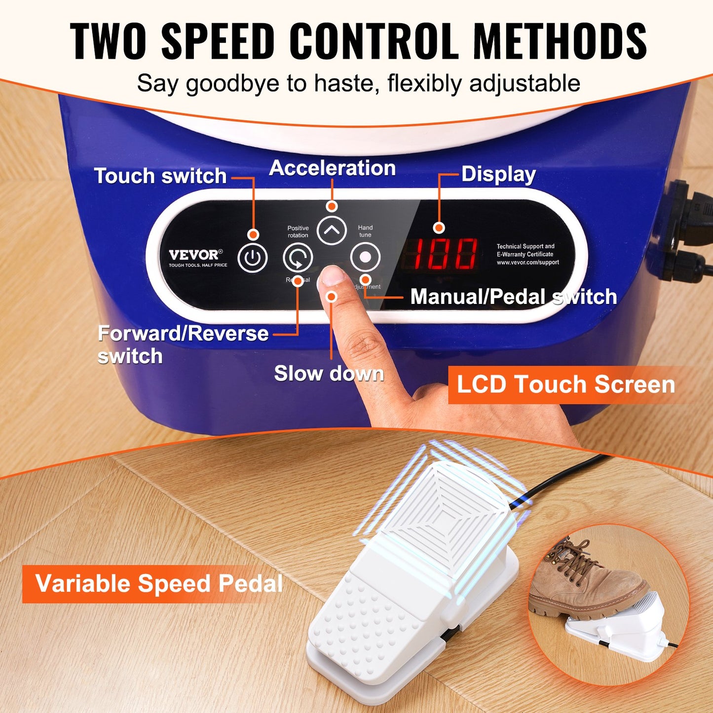 Töpferscheibe, 25 cm (10 Zoll) Töpferformmaschine, 350 W elektrische Töpferscheibe mit Fußpedal und LCD-Touchscreen, Direktantrieb-Keramikscheibe mit 3 Stützbeinen für DIY-Kunsthandwerk, Blau