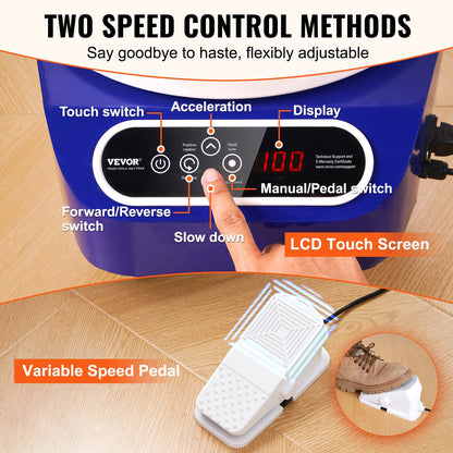 Töpferscheibe, 25 cm (10 Zoll) Töpferformmaschine, 350 W elektrische Töpferscheibe mit Fußpedal und LCD-Touchscreen, Direktantrieb-Keramikscheibe mit 3 Stützbeinen für DIY-Kunsthandwerk, Blau