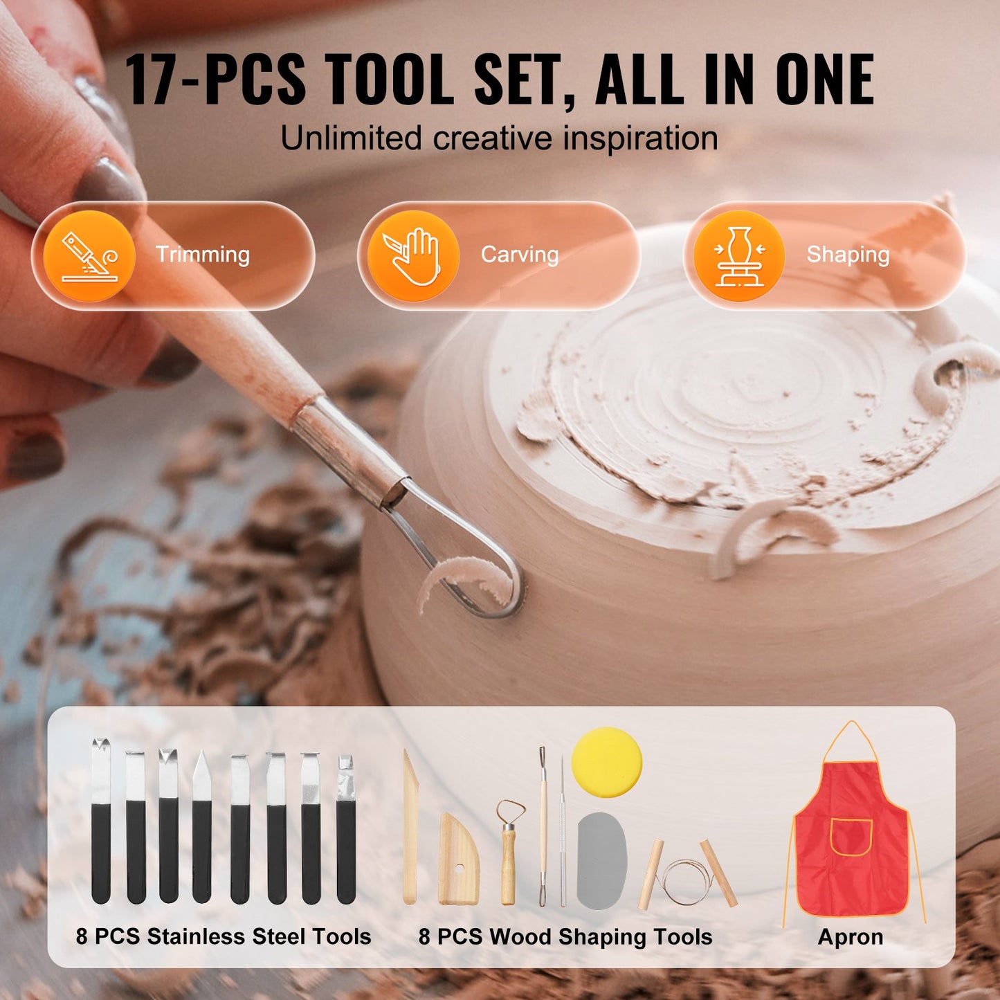 Pottery Wheel 27.9 cm Ceramic Wheel Foot Pedal Touch Screen 450W 3 Legs White