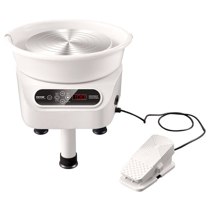 Pottery Wheel 27.9 cm Ceramic Wheel Foot Pedal Touch Screen 450W 3 Legs White