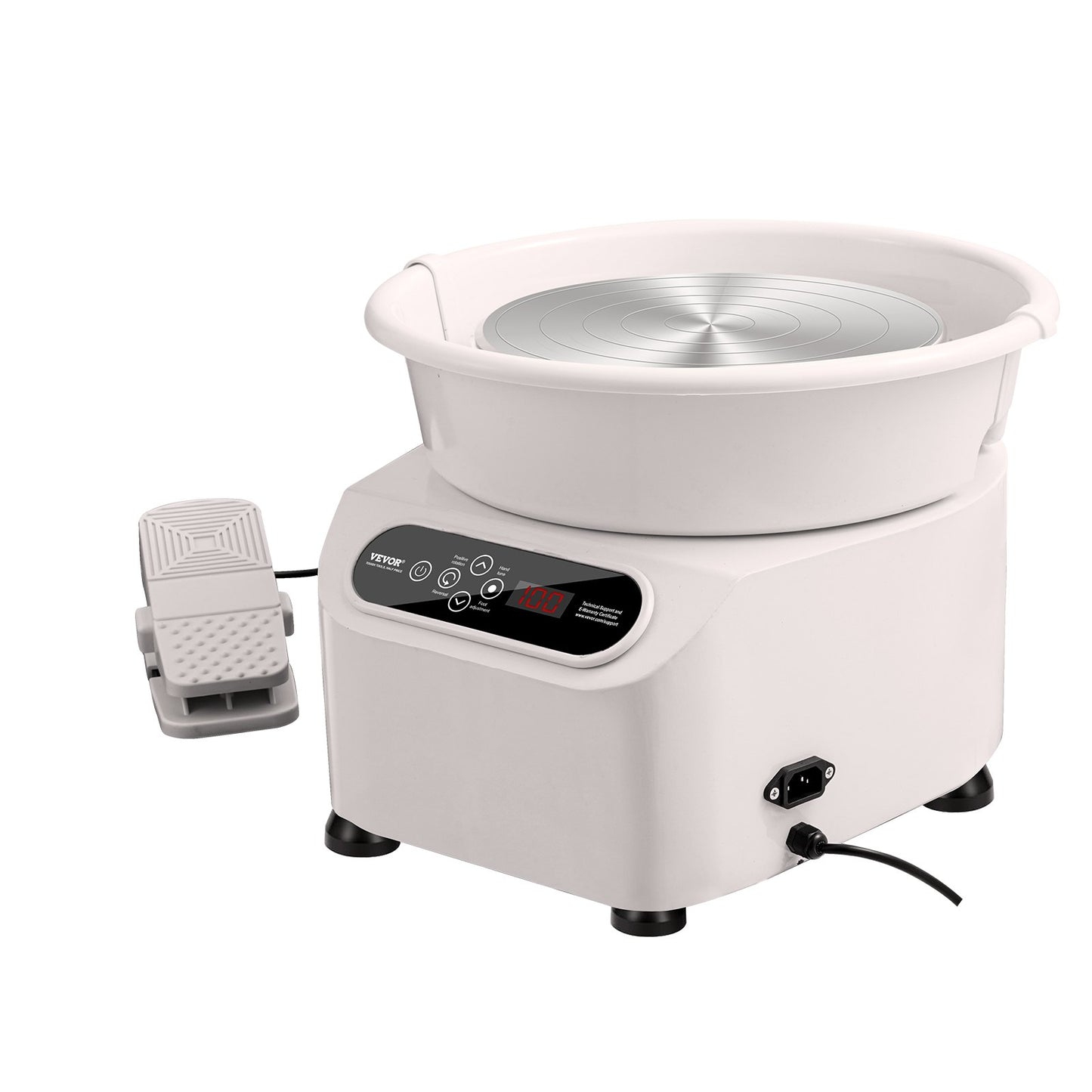 Töpferscheibe 11 Zoll/27,9 cm, Keramikscheibe, Fußpedal, Touchscreen, Schürze, 350 W, Weiß