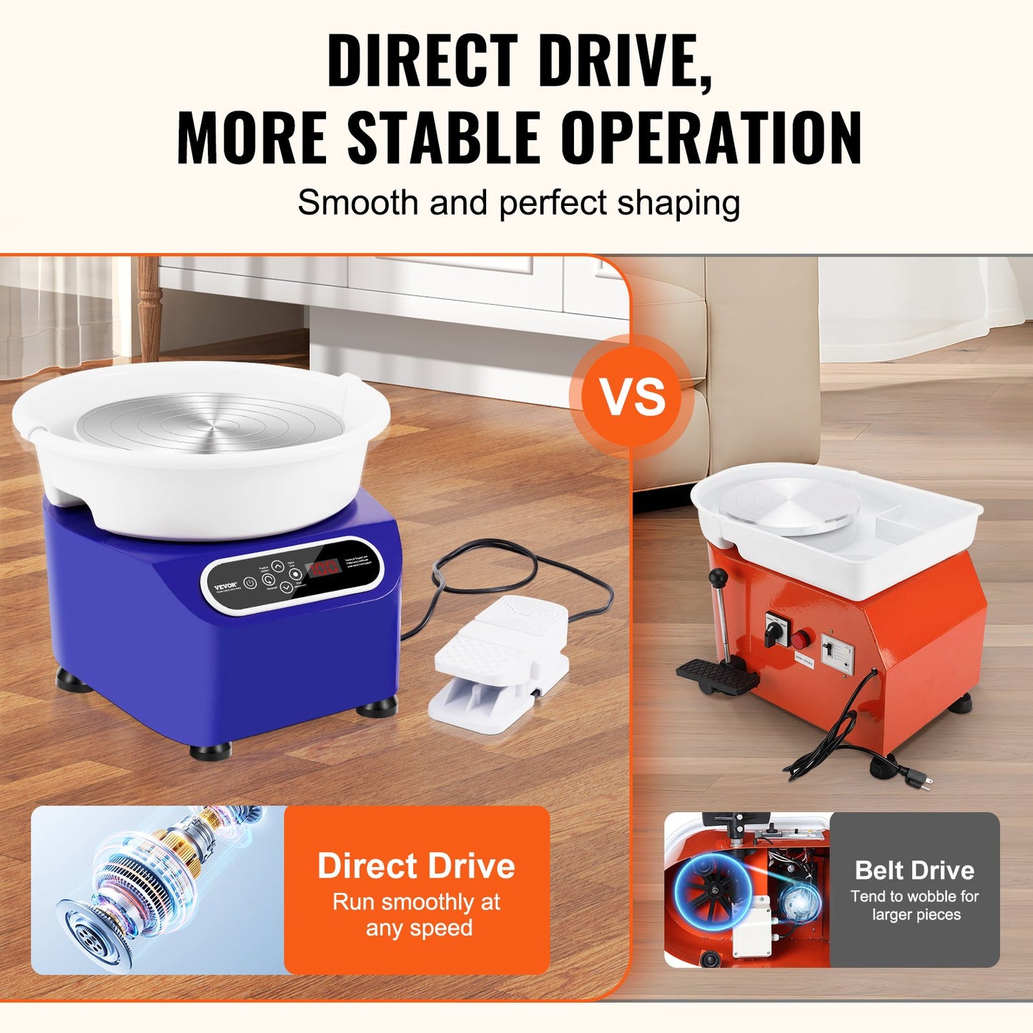 Töpferscheibe 27,9 cm, Keramikscheibe, Fußpedal, Touchscreen, Schürze, 450 W, Blau