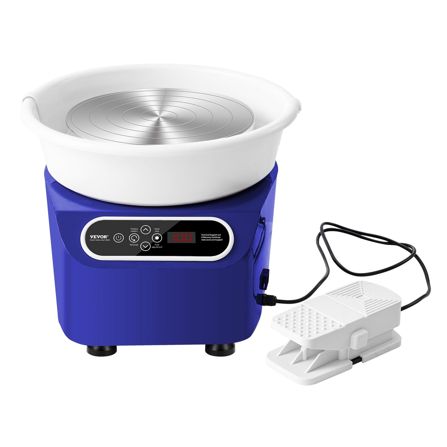 Töpferscheibe 27,9 cm, Keramikscheibe, Fußpedal, Touchscreen, Schürze, 450 W, Blau