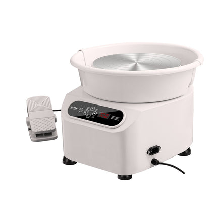 Pottery Wheel 11in/27.9 cm Ceramic Wheel Foot Pedal Touch Screen Apron 450W White
