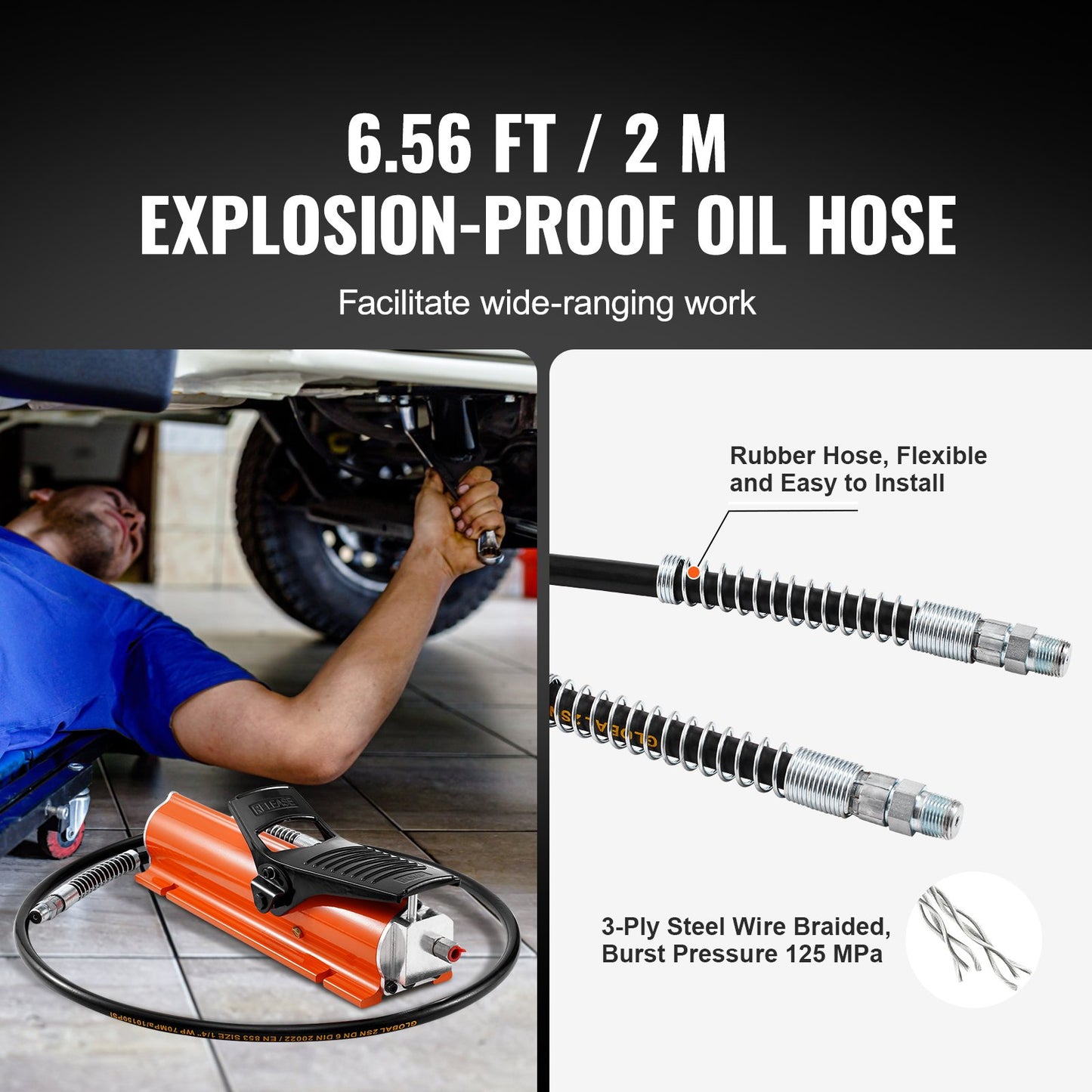 Lufthydraulische Pumpe mit 689 bar (10.000 PSI), 0,7 l (0,18 gal) Reservoir, NPT 9,5 mm (3/8 Zoll) Ölauslass, NPT 6,4 mm (1/4 Zoll) Einlass, luftbetätigte Fußpumpe mit Metallgehäuse für Präzisionsmaschinen und Luft- und Raumfahrttechnik