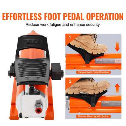 Lufthydraulische Pumpe mit 689 bar (10.000 PSI), 0,7 l (0,18 gal) Reservoir, NPT 9,5 mm (3/8 Zoll) Ölauslass, NPT 6,4 mm (1/4 Zoll) Einlass, luftbetätigte Fußpumpe mit Metallgehäuse für Präzisionsmaschinen und Luft- und Raumfahrttechnik