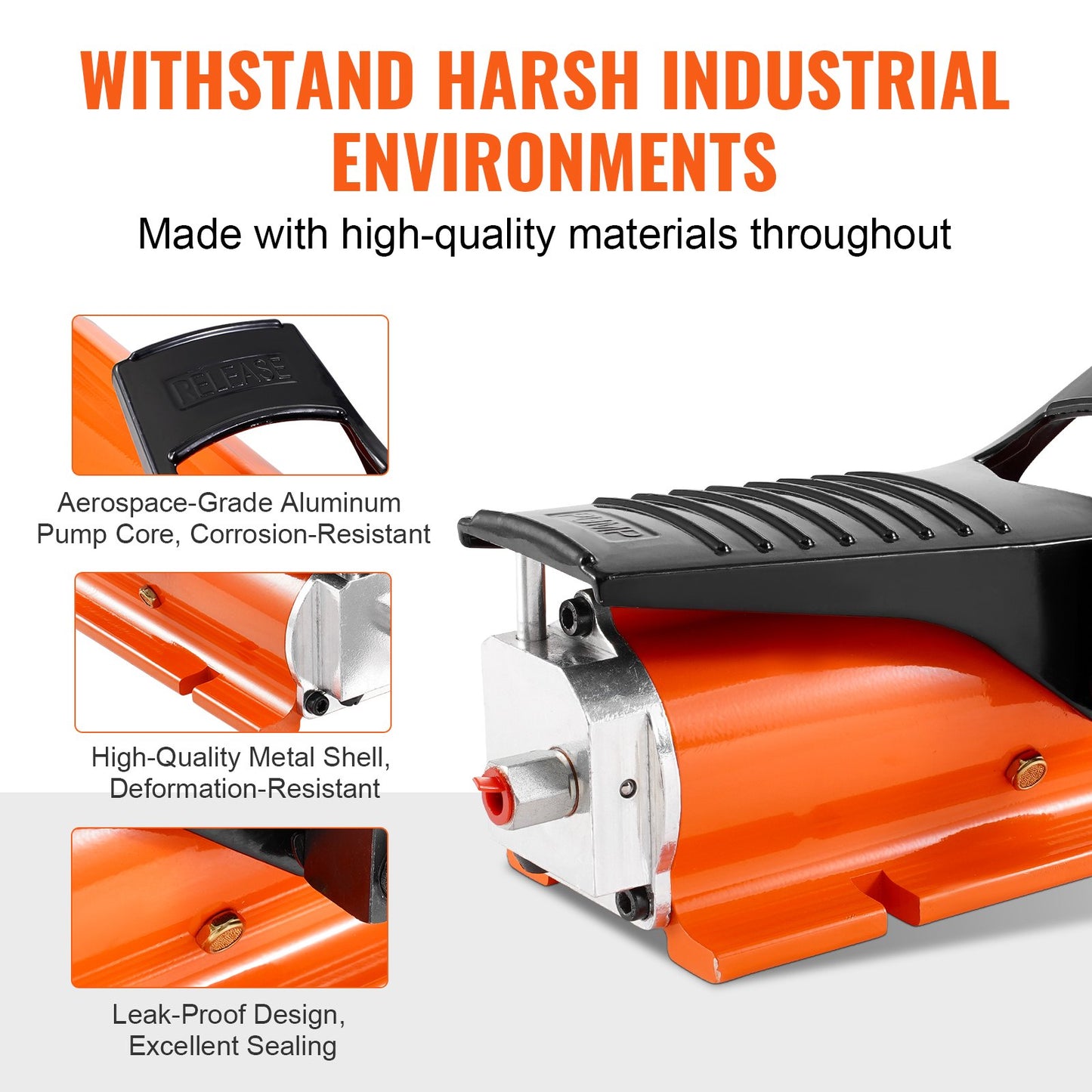 Lufthydraulische Pumpe mit 689 bar (10.000 PSI), 0,7 l (0,18 gal) Reservoir, NPT 9,5 mm (3/8 Zoll) Ölauslass, NPT 6,4 mm (1/4 Zoll) Einlass, luftbetätigte Fußpumpe mit Metallgehäuse für Präzisionsmaschinen und Luft- und Raumfahrttechnik