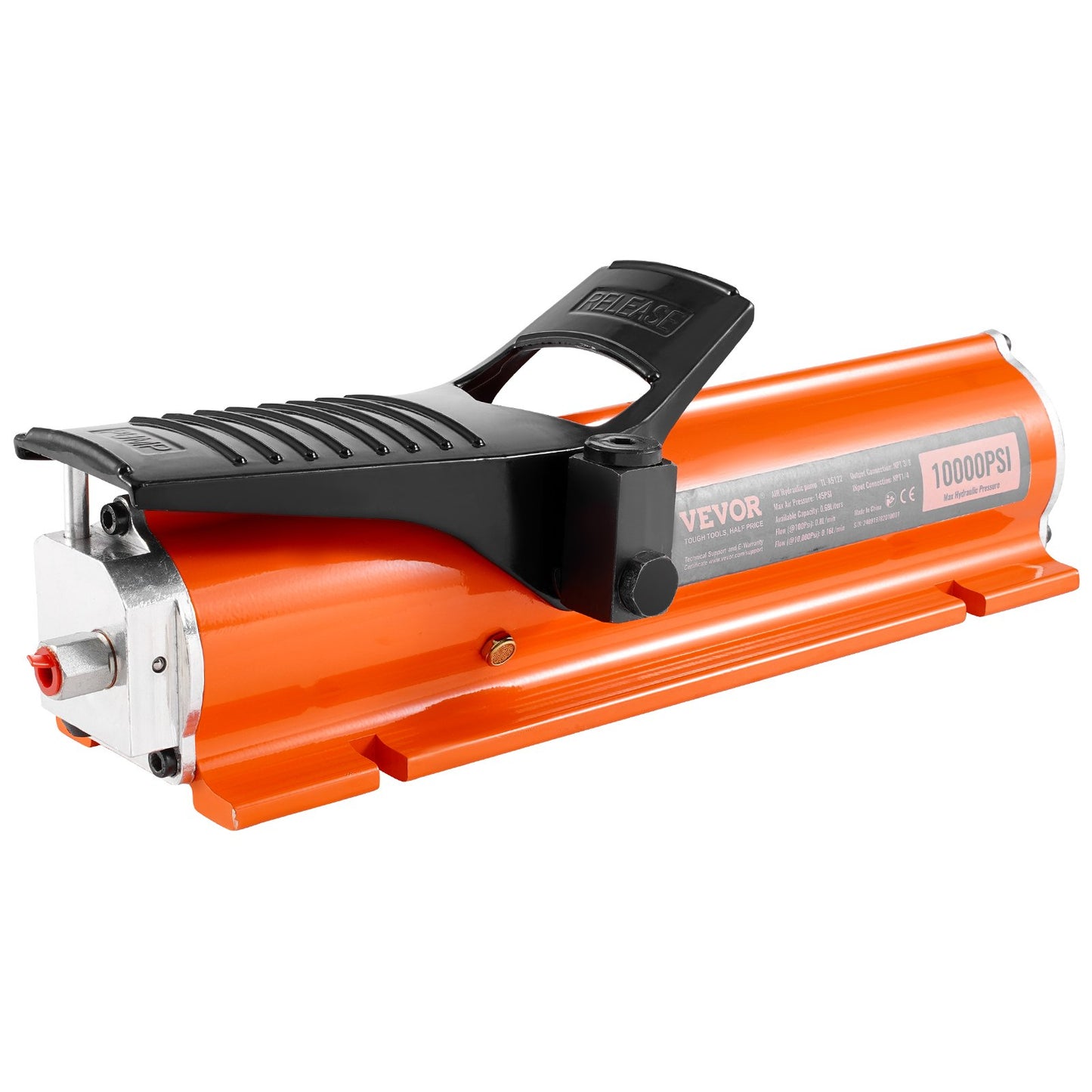 Lufthydraulische Pumpe mit 689 bar (10.000 PSI), 0,7 l (0,18 gal) Reservoir, NPT 9,5 mm (3/8 Zoll) Ölauslass, NPT 6,4 mm (1/4 Zoll) Einlass, luftbetätigte Fußpumpe mit Metallgehäuse für Präzisionsmaschinen und Luft- und Raumfahrttechnik