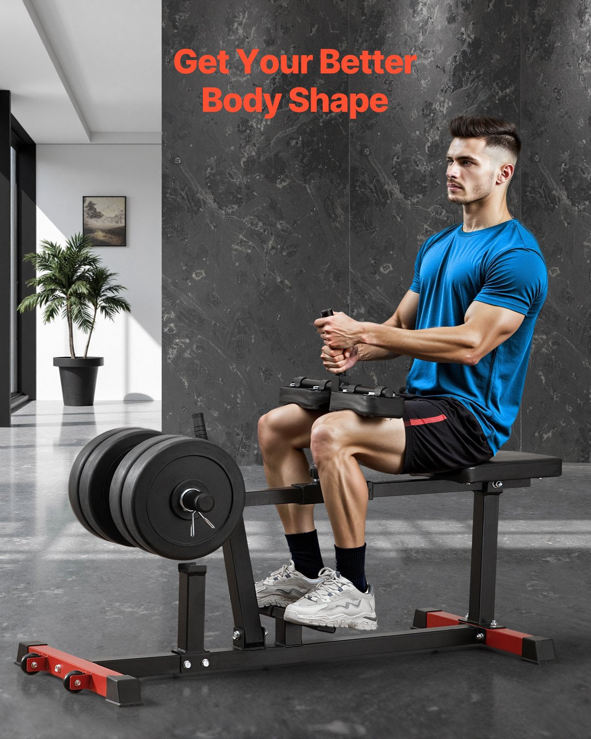 Sitzende Wadenhebemaschine, 440 lbs (ca. 200 kg) Tragkraft, Wadenhebemaschine für das Heim-Fitnessstudio, Wadentrainingsgerät, Spezialgerät für den Unterkörper, geeignet für 1/2-Zoll-Gewichtsscheiben (ca. 12,7 mm)