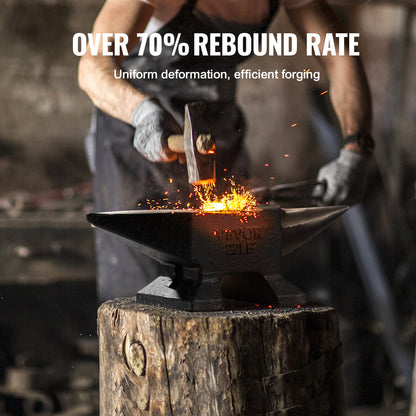 Einhornamboss, 10 kg schwerer Gussstahlamboss, robuster Rundhornamboss mit hoher Härte, große Arbeitsfläche und stabiler Standfuß, mit runden und quadratischen Löchern, Werkzeug zum Biegen und Formen von Metall.