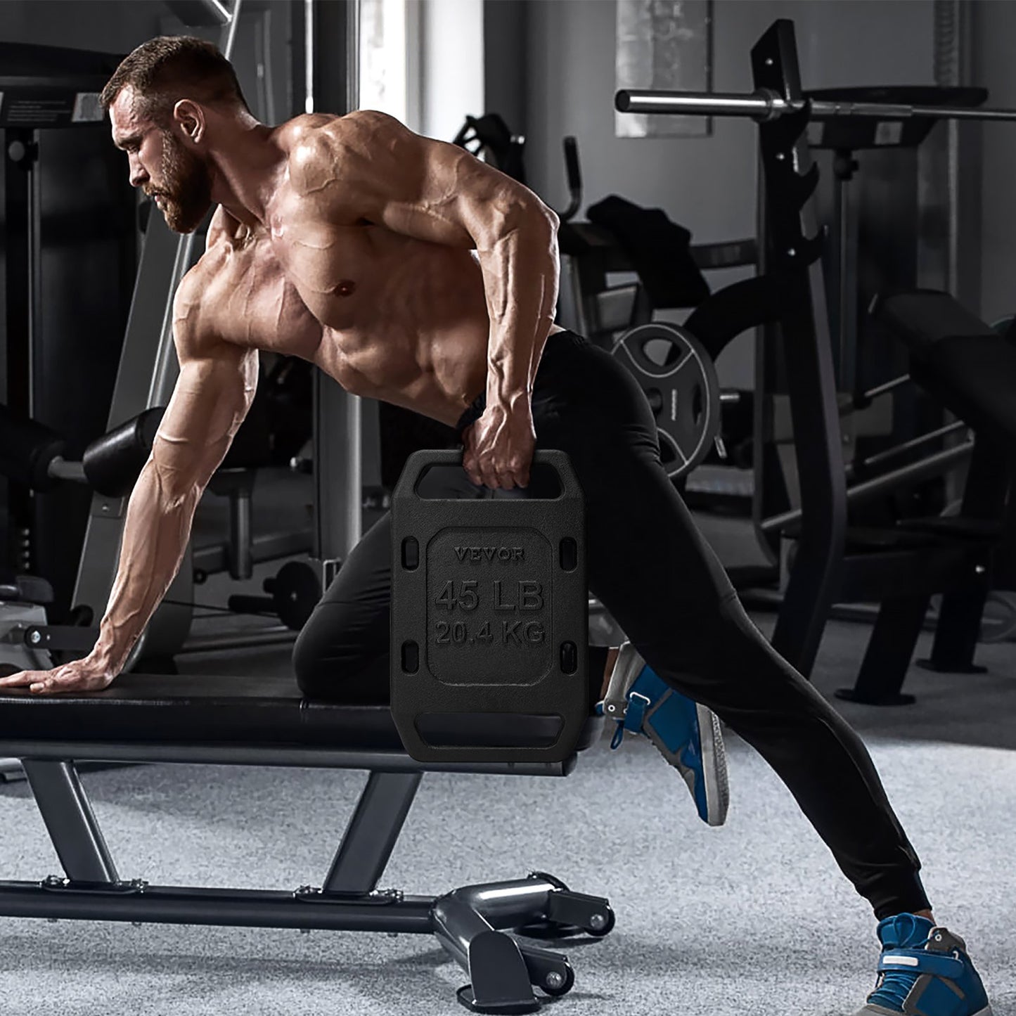 Ruckgewichte aus Gusseisen, 45-Pfund-Einzelgewichtsscheibe, Gewichte für Rucking, Massive Gewichtsscheibe für Rucking, Swings, Kniebeugen, Krafttraining, Gewichtheben, Fitness-Workout