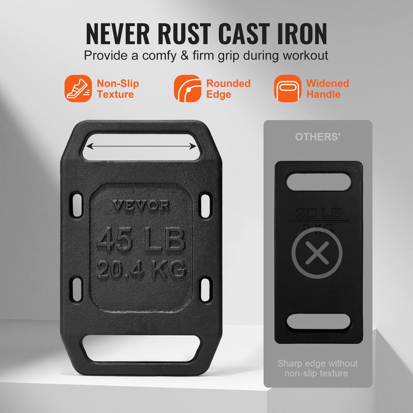 Ruckgewichte aus Gusseisen, 45-Pfund-Einzelgewichtsscheibe, Gewichte für Rucking, Massive Gewichtsscheibe für Rucking, Swings, Kniebeugen, Krafttraining, Gewichtheben, Fitness-Workout