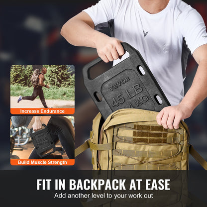 Ruckgewichte aus Gusseisen, 45-Pfund-Einzelgewichtsscheibe, Gewichte für Rucking, Massive Gewichtsscheibe für Rucking, Swings, Kniebeugen, Krafttraining, Gewichtheben, Fitness-Workout