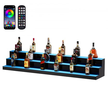 LED Lighted Liquor Bottle Display Bar Shelf RF & App Control 152.4 cm 3-Step