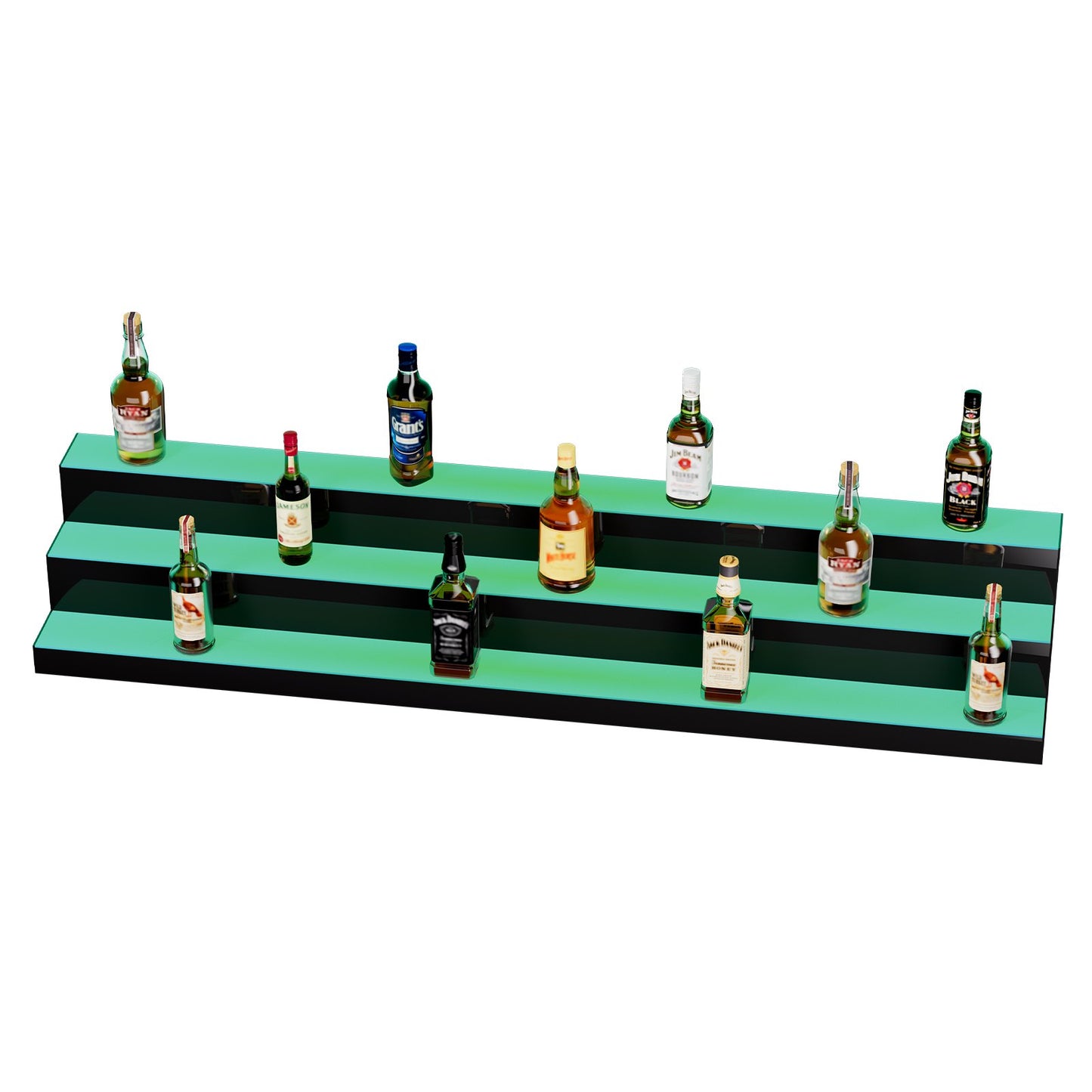 LED Lighted Liquor Bottle Display Bar Shelf RF & App Control 152.4 cm 3-Step